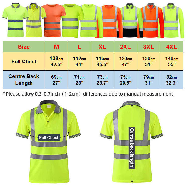 Wholesale Long Sleeve OEM Workwear Quick Dry Hi Vis Safety T-Shirt Reflective Work Construction Reflective Polo Shirts