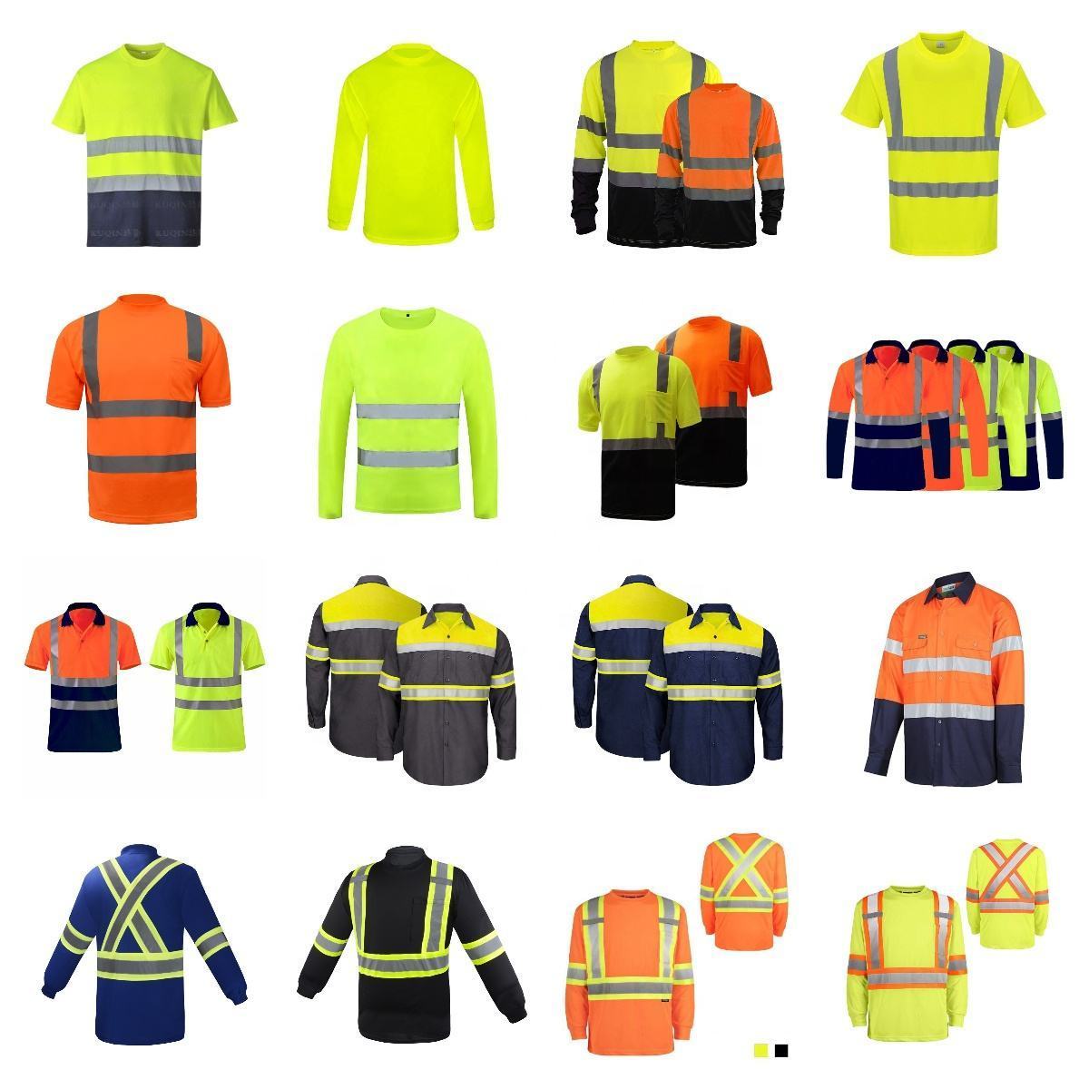 Hi Vis Reflective Work Wear Tee Shirt Construction Cleaner Travel Hiking Safety Shirts Quick Dry Hi Vis Polo Shirts