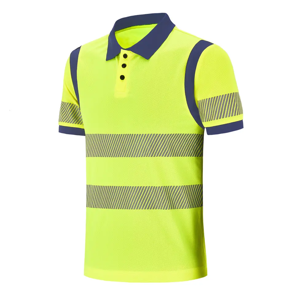 Hi Vis Reflective Work Wear Tee Shirt Construction Cleaner Travel Hiking Safety Shirts Quick Dry Hi Vis Polo Shirts