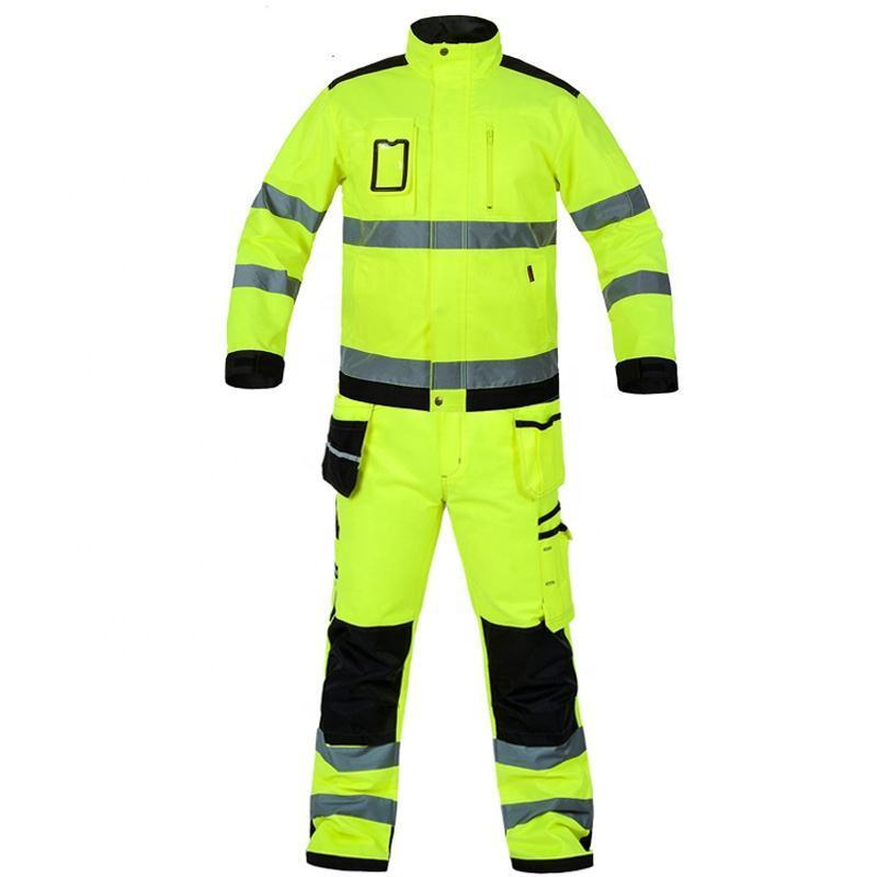 Work Suit for Construction Reflector Hi Vis Jacket and Pants Set Safety Workwear