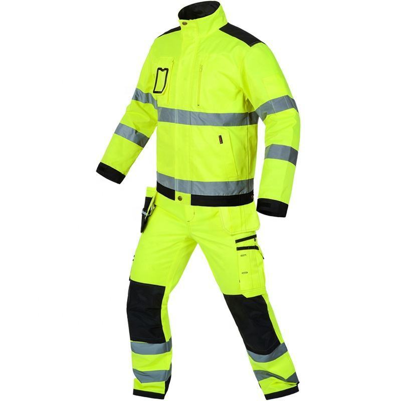 Work Suit for Construction Reflector Hi Vis Jacket and Pants Set Safety Workwear