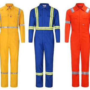 100% FR Cotton Reusable Safety Working Fire Retardant Clothing With Reflective Tape for Men Coveralls