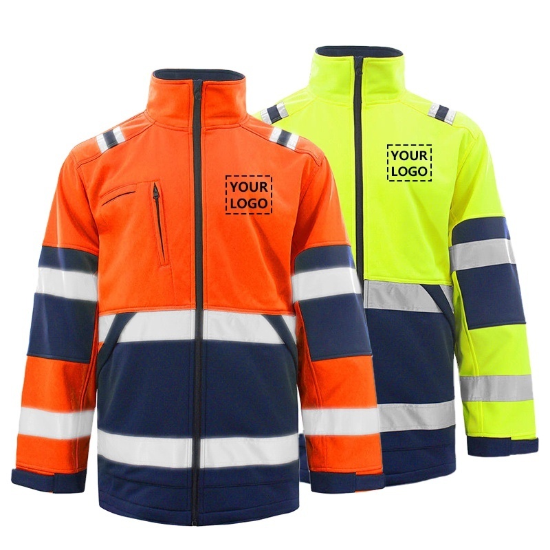 High Visibility Long Sleeve Workwear Custom Logo Winter Waterproof Fleece Construction Men Work Hi Vis Safety Reflective Jacket