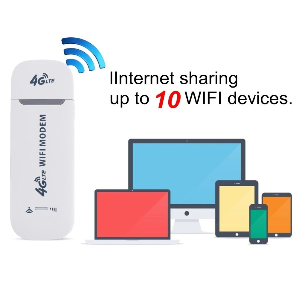 4G WiFi Router 100Mbps USB Modem Wireless Broadband Mobile Hotspot LTE 3G/4G Unlock Dongle with SIM Slot Stick Date Card