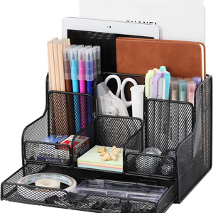 Formwell Desk Organizers Multifunctional Desktop Accessories Mesh Organizers with 7 Compartments and 1 Drawer for home office