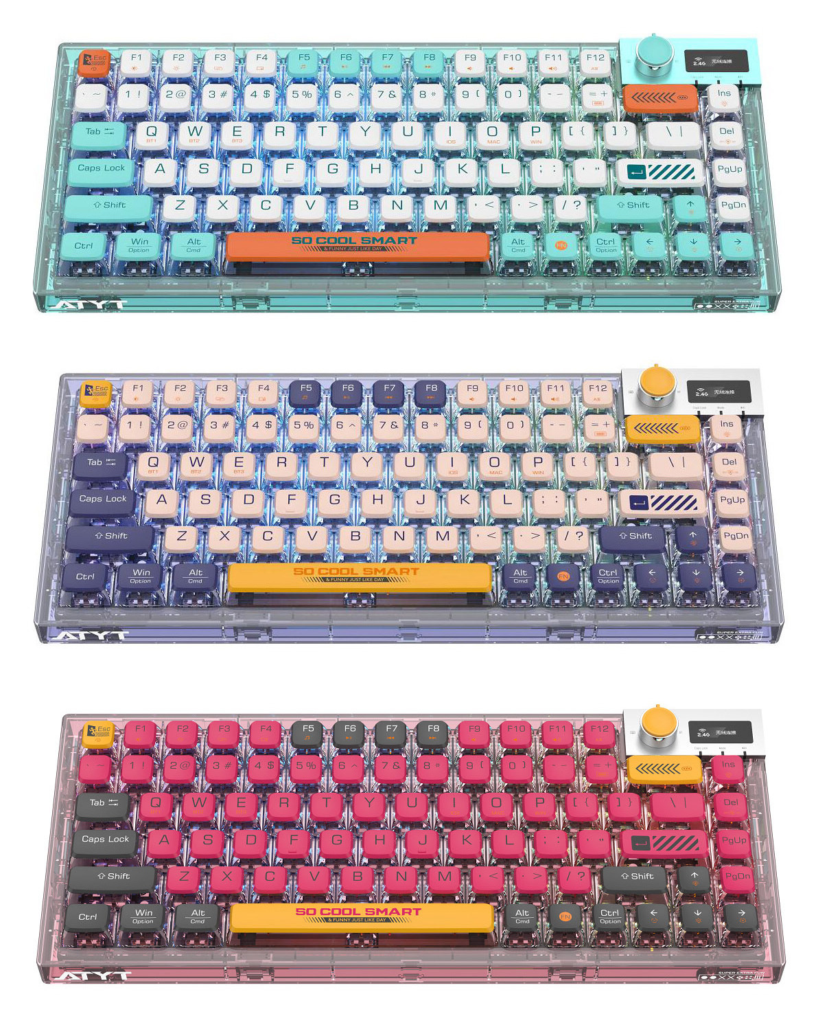 Professional Gaming Kailh Switches Built-in battery TYPE-C Wireless Transparent RGB Mechanical keyboard