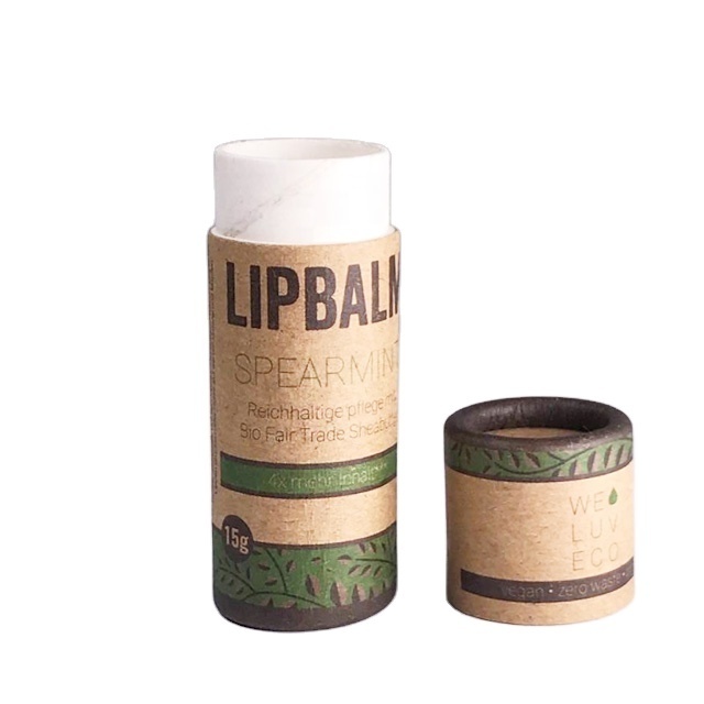 Empty Biodegradable Spiral Lip Balm Tube Packaging Custom Cosmetic Chapstick Kraft Lipbalm Paper cardboard Tubes