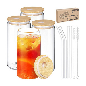 Wholesale Custom Glass Tea Cup Frosted Drinking Water Sublimation Blanks Glass Tumbler Mug mason jars