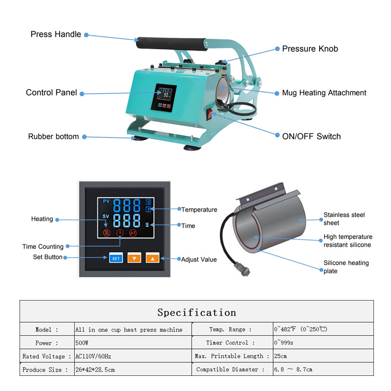 USA warehouse 10oz 12oz 15oz 20oz 30oz Straight Tumbler Mug Press Heat Press Machine Sublimation Printing Machine for tumblers