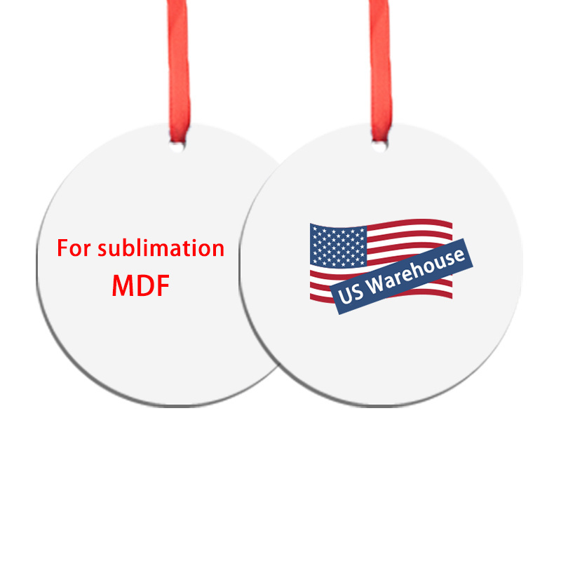 Usa Warehouse 3 Inch Snowflake Round Large Christmas Decoration Supplies White Mdf Ornament Personalized Sublimation Blanks Bulk