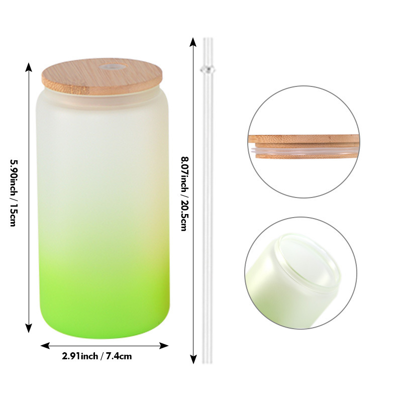 16Oz 25 Oz Double Walled Clear Glass Snow Globe Beer Can Tumbler Sublimation Mug Milk Tea Cups Screw Lid Straw With Bamboo Lid