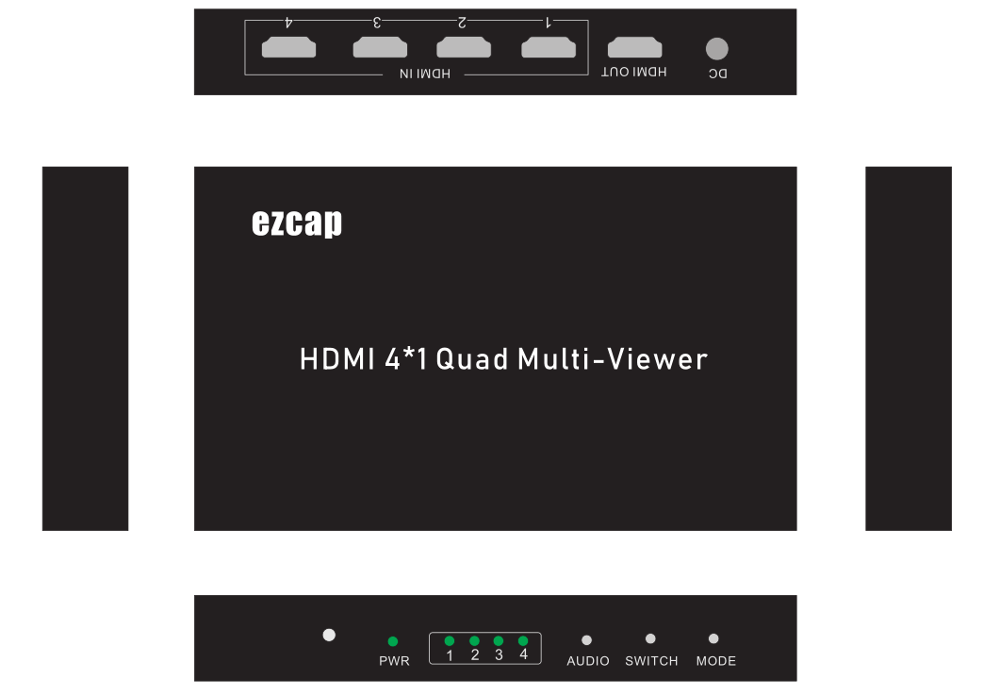 ezcap264A HDMI 4 X 1 Quad Multi-Viewer HDMI Video Switcher