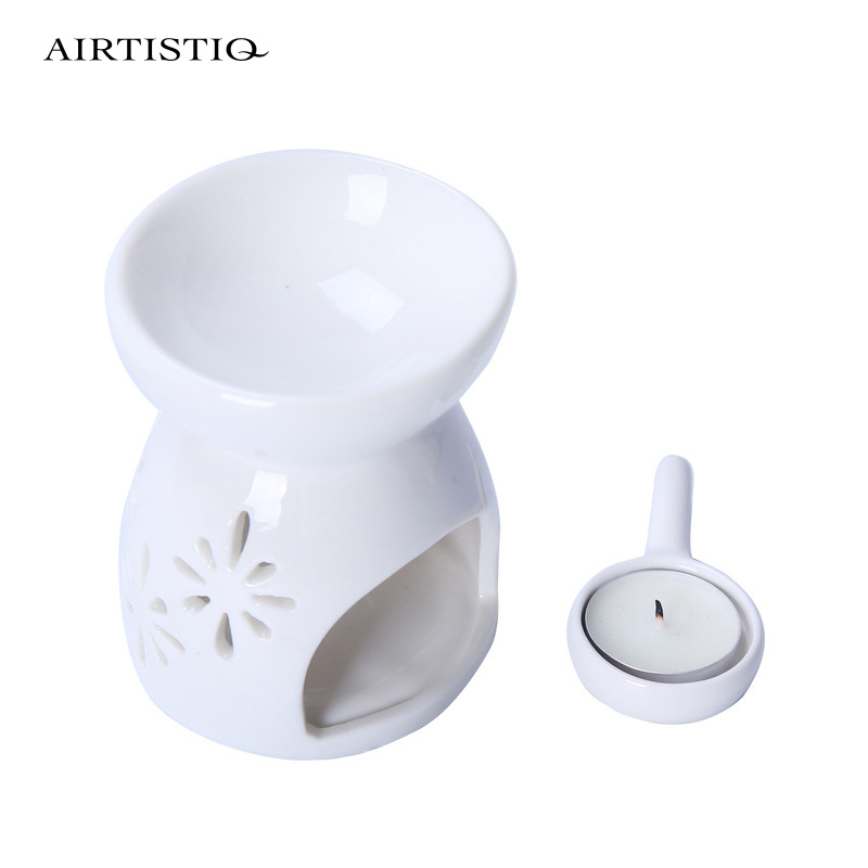 Tea Light Aroma Tarts Holder Diffuser Candle Wax Warmer Oil Burner Aromatherapy Ceramic Fragrance White Electric Wax Warmer