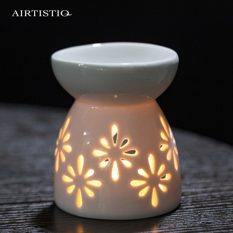 Tea Light Aroma Tarts Holder Diffuser Candle Wax Warmer Oil Burner Aromatherapy Ceramic Fragrance White Electric Wax Warmer