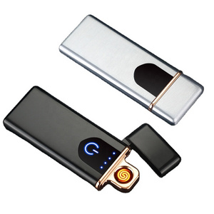 Electric USB Mini Lighter Electric Rechargeable Flameless Windproof Slim  Portable Double Side Coil Lighters