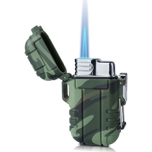 Mini Pocket Refillable Butane Gas Torch Lighter with Camouflage Design Single Jet Flame for Herb Smoking and Hookah Use