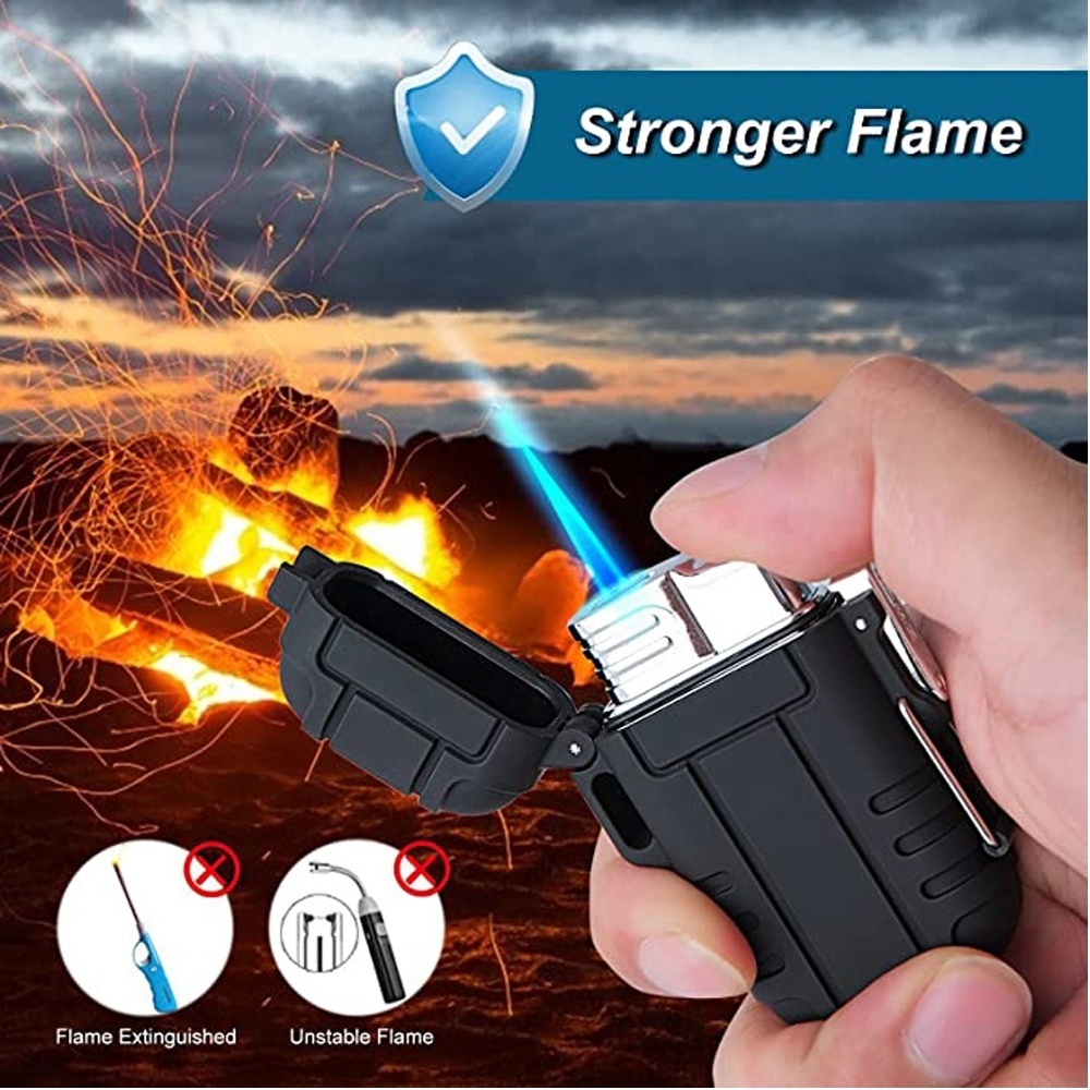 Man Gift Mini Butane Lighter with Safety Lock and Key Ring, Windproof and Adjustable Gas Lighter with Gift Box for Fireplace