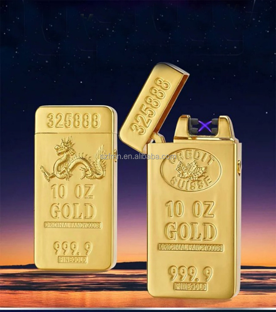 Luxury FR-689Jinlun gold bar electric arc pulse rechargeable lighter