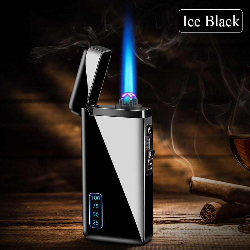 Dual Arc Electric Lighter Jet Flame Torch Refillable Butane Lighter 2 in 1 Windproof Plasma Portable USB Rechargeable with LED