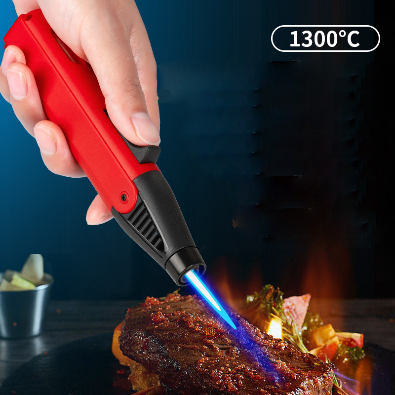 Hot Sale Kitchen BBQ Candle Jet Lighter Flame Windproof Engraved Torch Gun Novelty Butane Gas Refillable Lighter