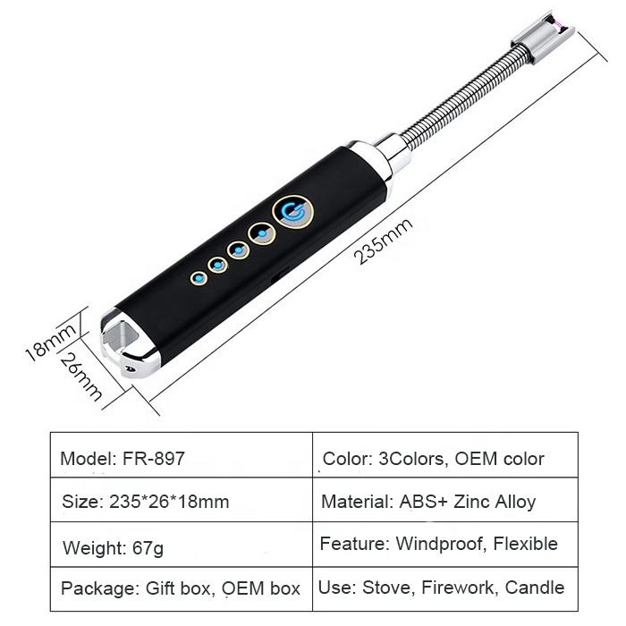 New Bulk Metal Pipe Electric Lighter, Cheap USB Lighter, with Battery BBQ Candle Lighter