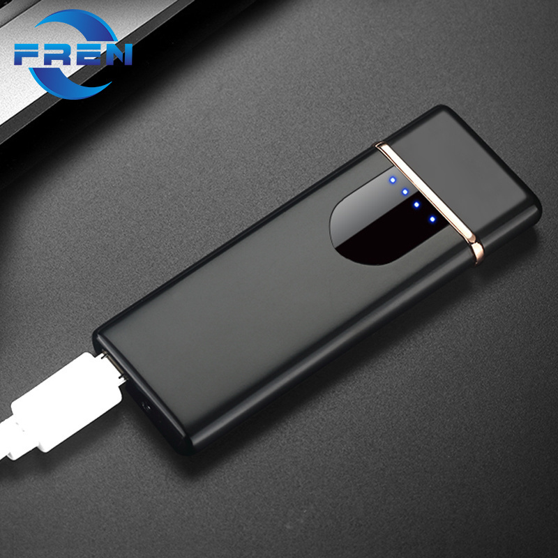 Environmental electronic lighter USB charging lighter metal thin windproof lighters wholesale pulse arc