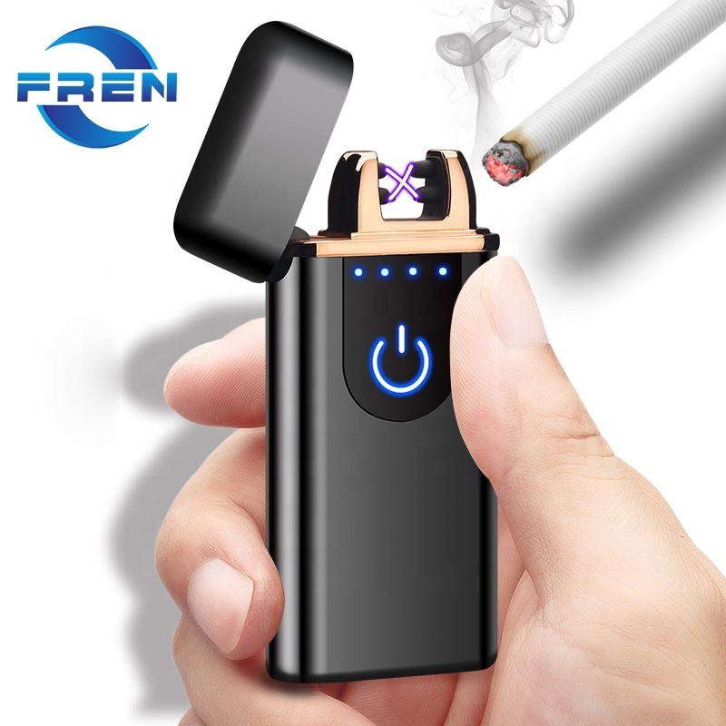 Free Sample Finger Touch Button Lighter Hot Sale Double Arc Usb Lighter Rechargeable Lighter