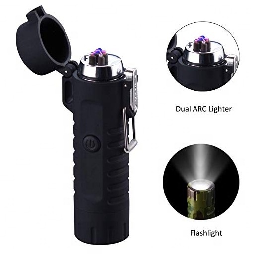 2021 Waterproof Lighter with Flashlight USB Electric Lighter Multi-function Outdoor Lighter Survival Gears