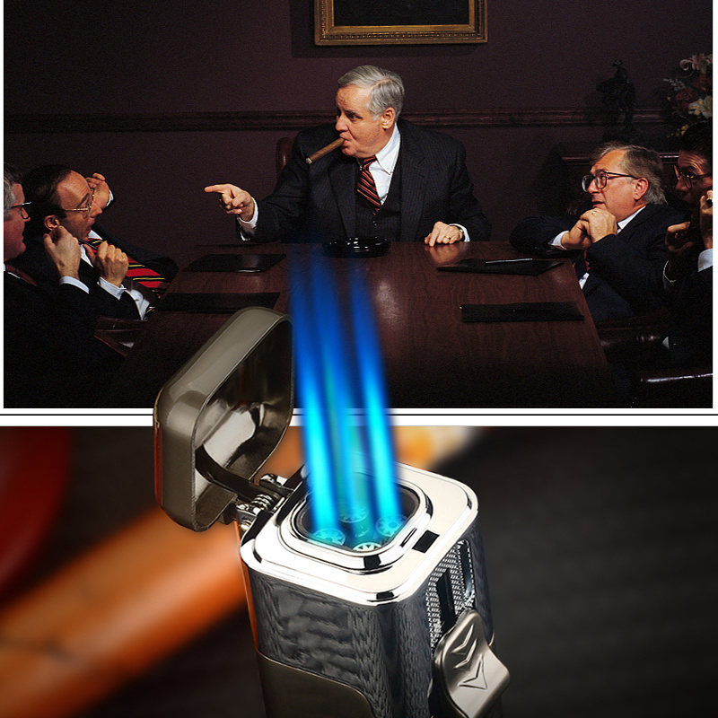 New Arrival 4 Fire Torch Lighter Jet Flame Windproof Cigar Lighter With Punch butane lighter torch