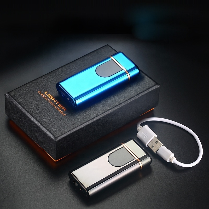 Free Sample Finger Touch Button Lighter Hot Sale Double Arc Usb Lighter Rechargeable Lighter