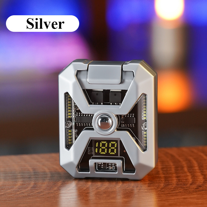 Mecha Style Custom Logo Smoking Cigarette Lighter Flameless Rechargeable USB Electronic Cigar Torches Lighters With Flashlight