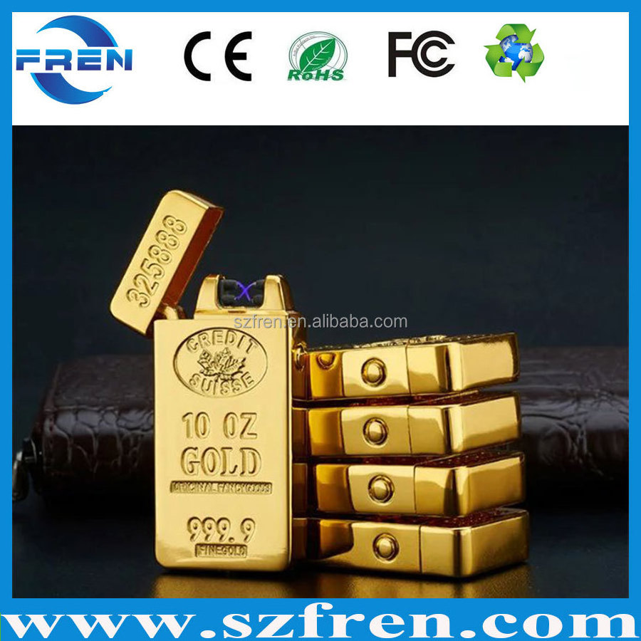 Luxury FR-689Jinlun gold bar electric arc pulse rechargeable lighter