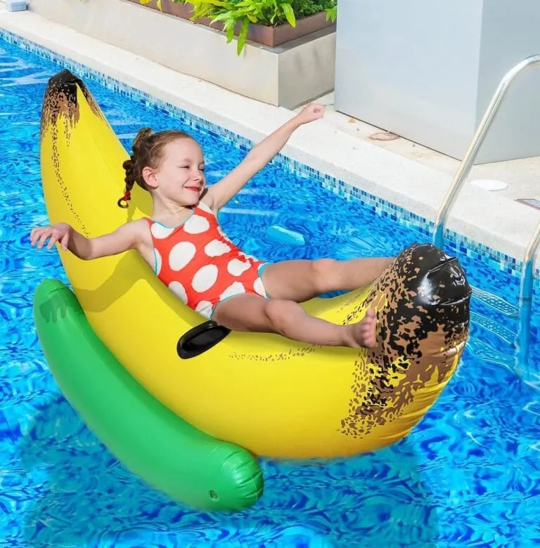 Summer Pool Party Swim Fun Giant Inflatable Banana Pool Float Ride On Rocker