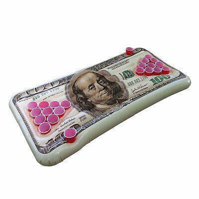 Summer Party Pool Games Promotions Inflatable 100 Dollar Bill Money Beer Pong Pool Float Raft