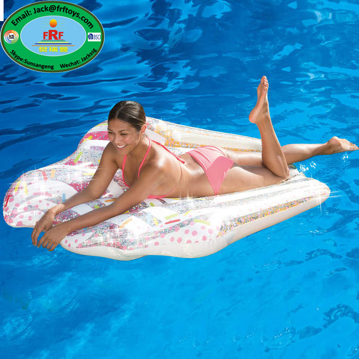 Summer Pool Party Swim Fun PVC Inflatable Glitter Sparkle Cupcake Pool Float Raft Beach Mattress