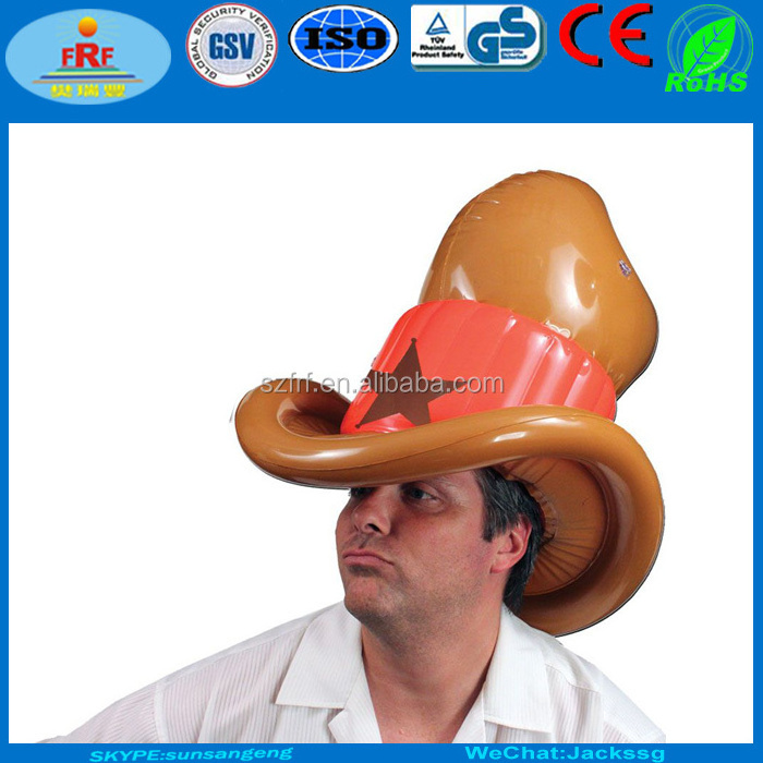 Party Promotion Gifts 20Inch Brown Adult PVC Inflatable Cowboy Hat