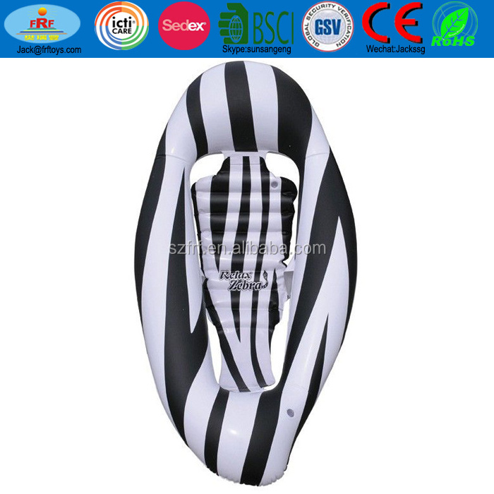 Summer Pool Fun Inflatable Zebra Pattern Water Pool Float Chair Lounge Hammock