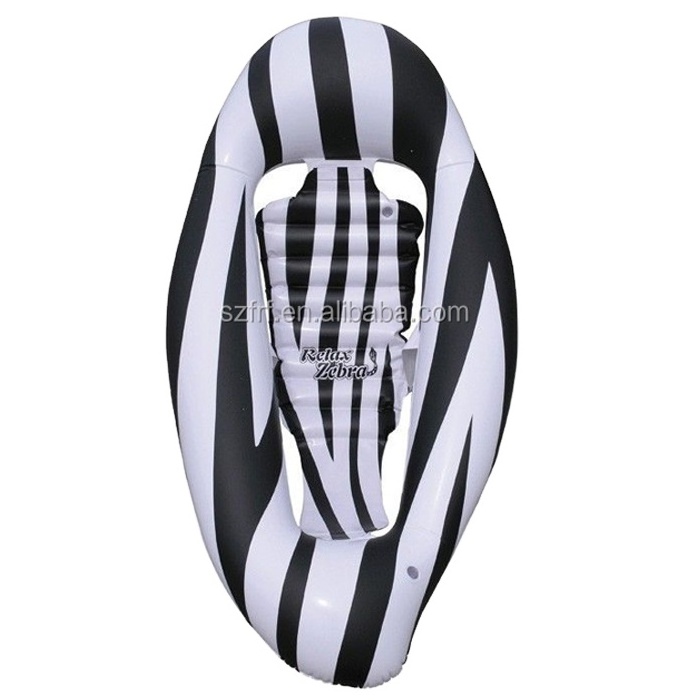 Summer Pool Fun Inflatable Zebra Pattern Water Pool Float Chair Lounge Hammock