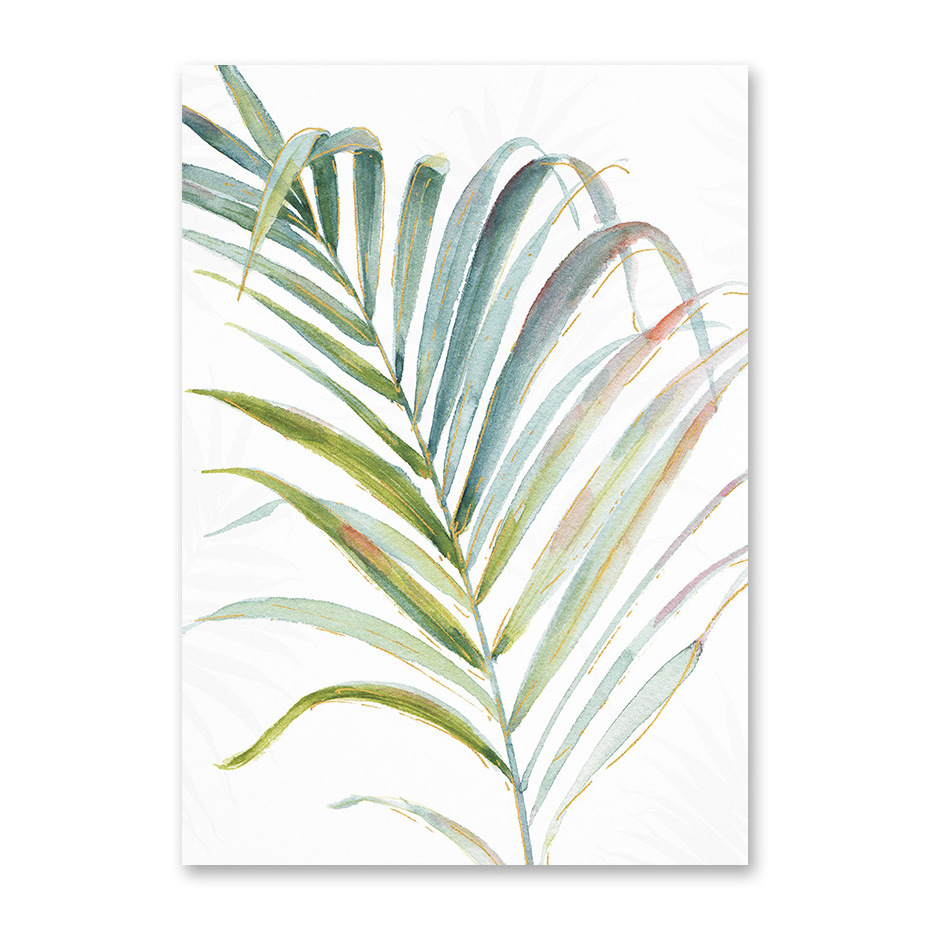 Watercolor Plant Green Leaves Canvas Painting Art Print Poster Picture Wall Modern Minimalist Bedroom Living Room Decoration