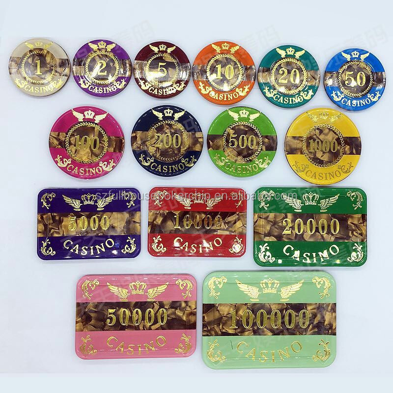 crystal poker chips with shell round and rectangular size