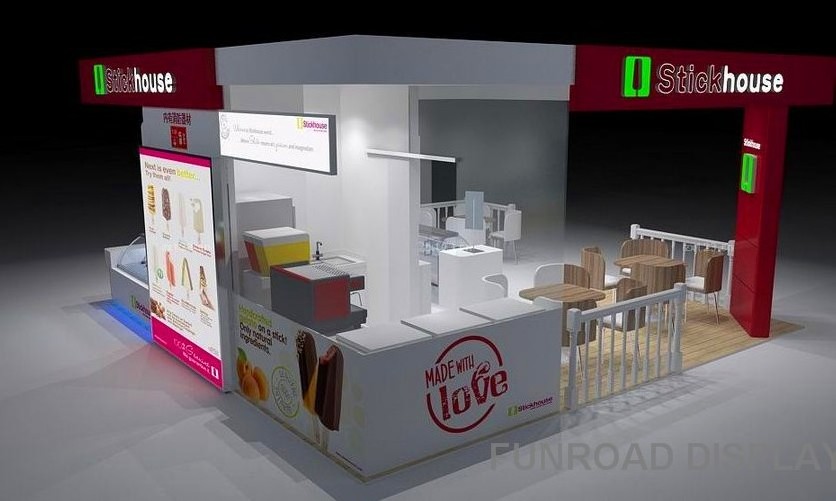 Customized high quality retail outdoor fast food kiosk counter design idea for sale