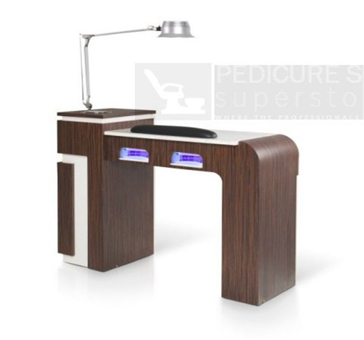 High Quality Nail Bar Tables with Darft Fan Professional Nail Technician Tables Glass Bedroom Furniture Salon Furniture Modern