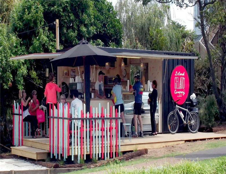 Shipping Container Used Container Coffee Shop from China Wood Modern Commercial Furniture 1 Set Ice Cream Kiosk Shopping Mall