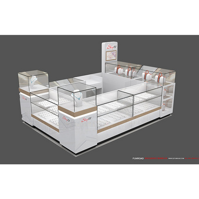 Customized jewelry mall display kiosk showcase / jewellery shop counter design for sale