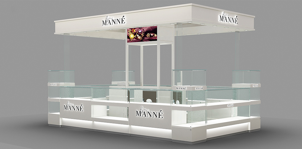 Custom Mall Kiosk Glass Jewelry Showcase Furniture Jewellery Kiosk Counter Display Show Case with LED Light