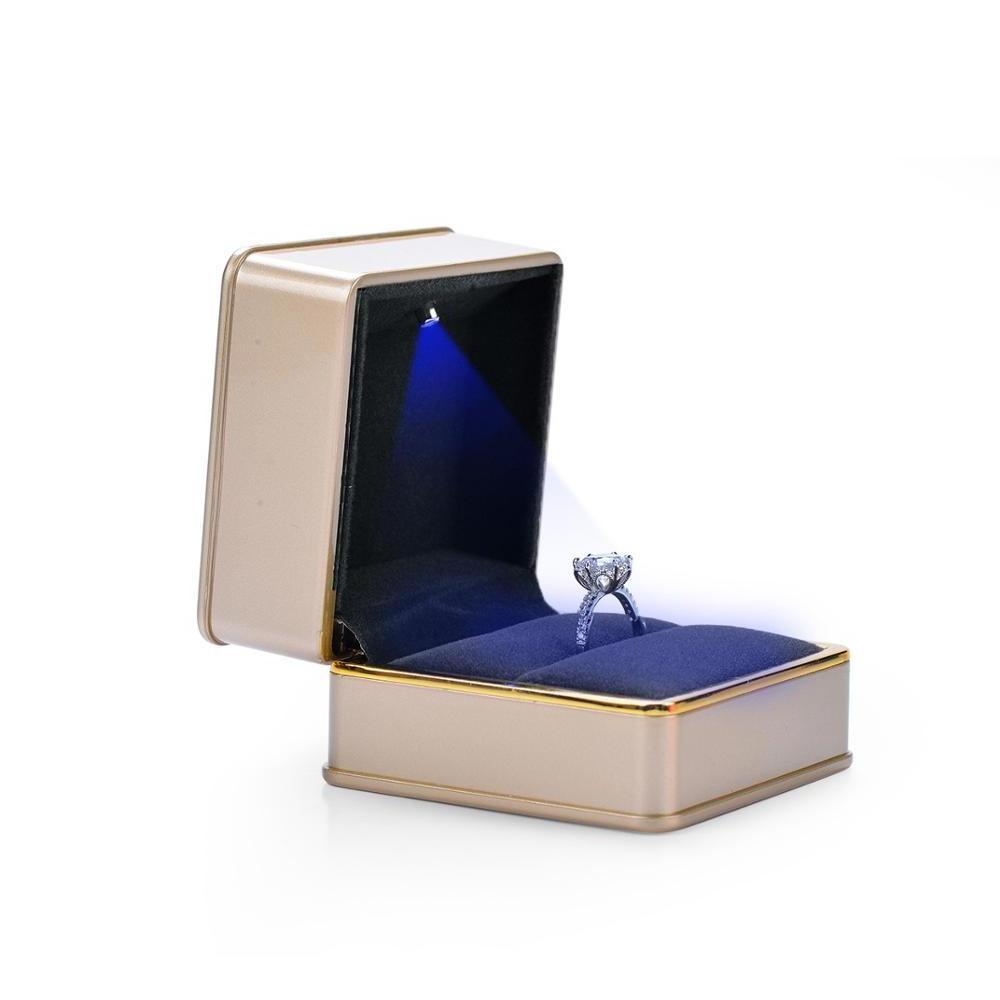 Ready to Ship beautiful jewelry packing & show box plastic painting surface led light gift ring box