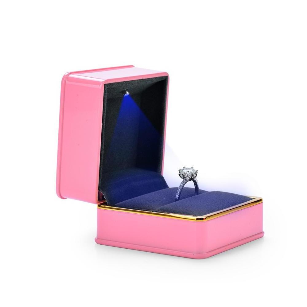 Ready to Ship beautiful jewelry packing & show box plastic painting surface led light gift ring box