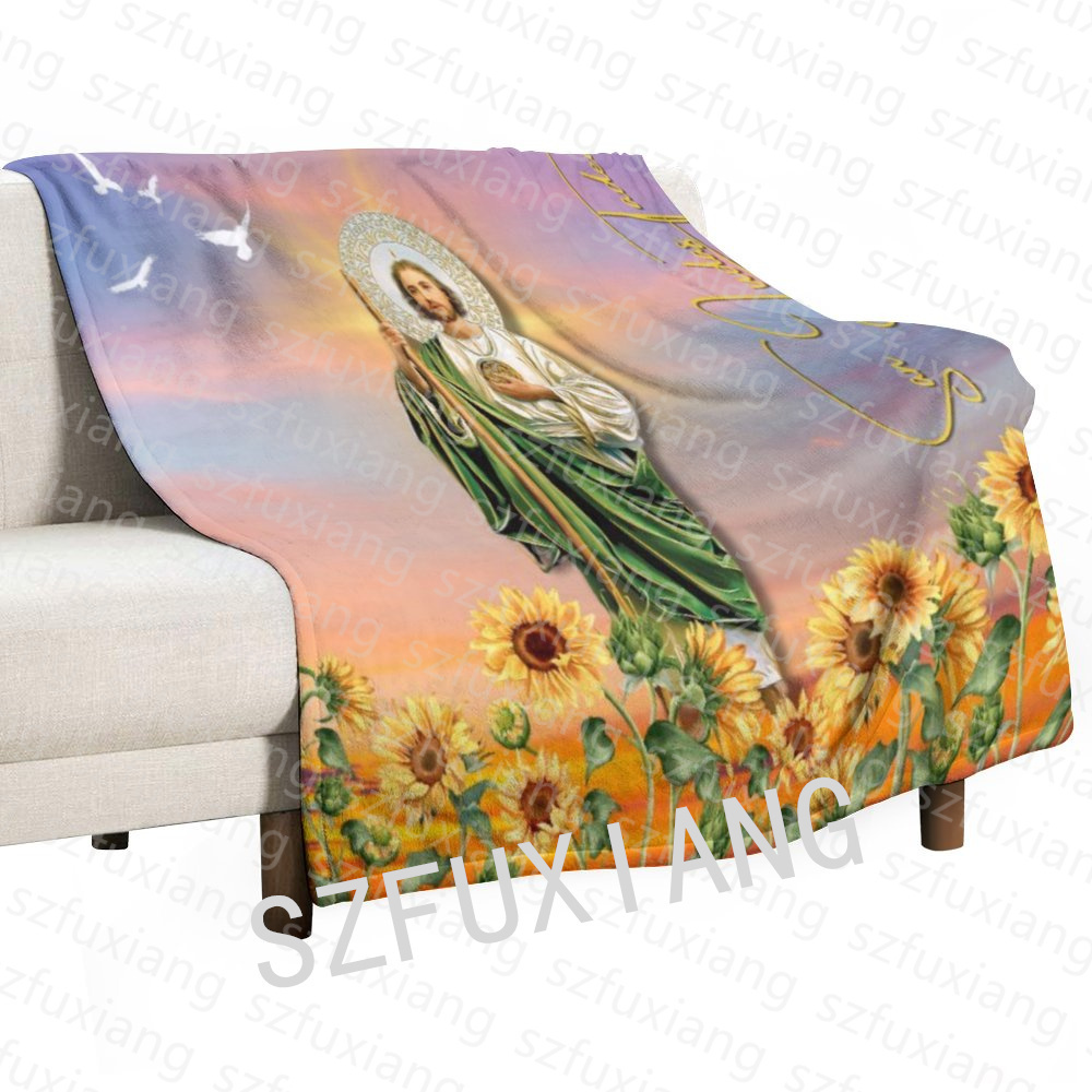 Wholesale Custom Mexican San Judas Tadeo Character God Sublimation Polyester Fleece Blanket