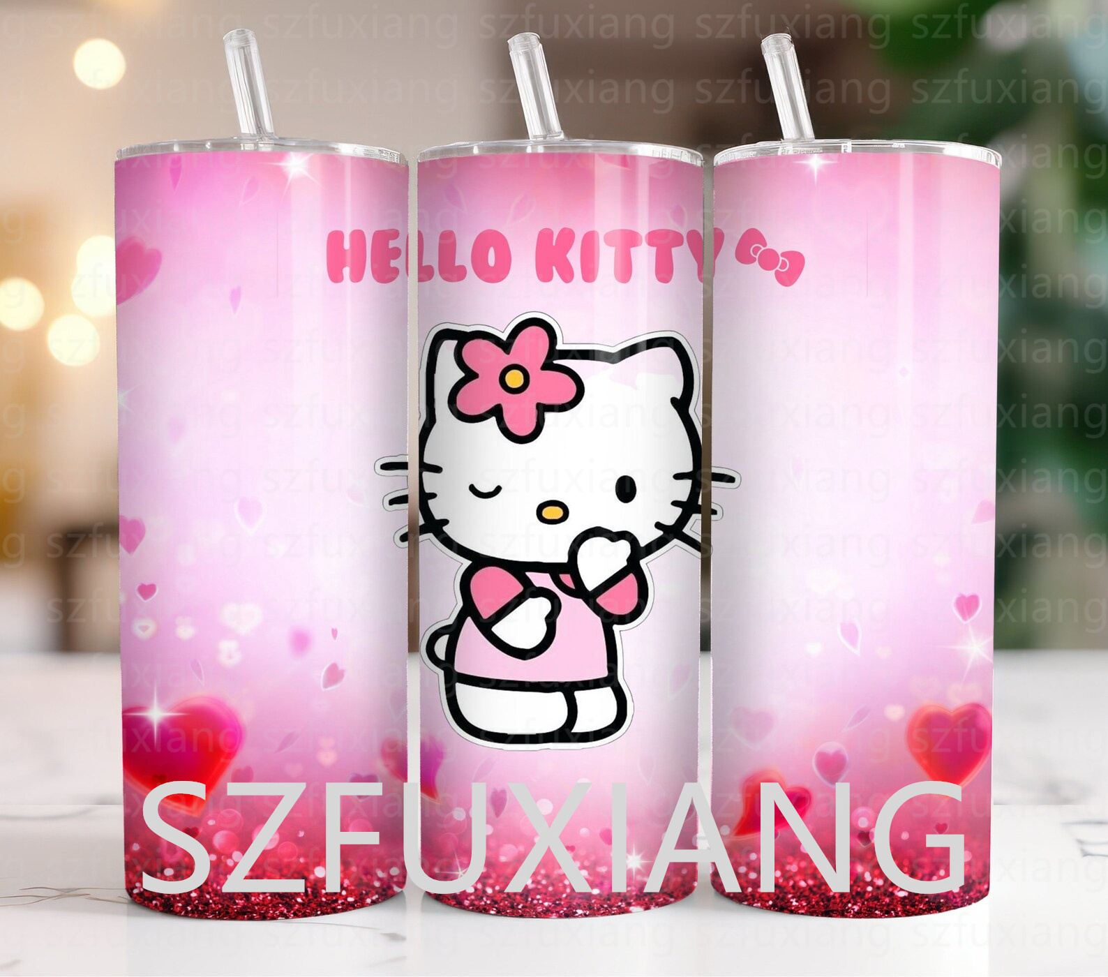 Hot sell Custom Logo cartoon kt cat Valentines Day Tumbler Stainless Steel Insulated Cup Coffee Mug