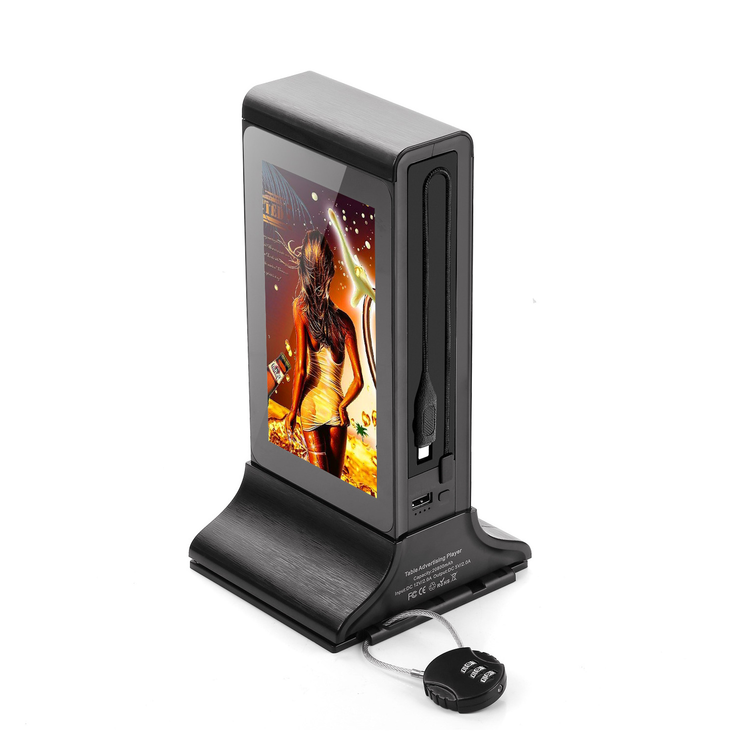 Network Video and Picture Table Advertising Player Ultra Thin LCD Touch Display Screen Menu Display with Charging Station